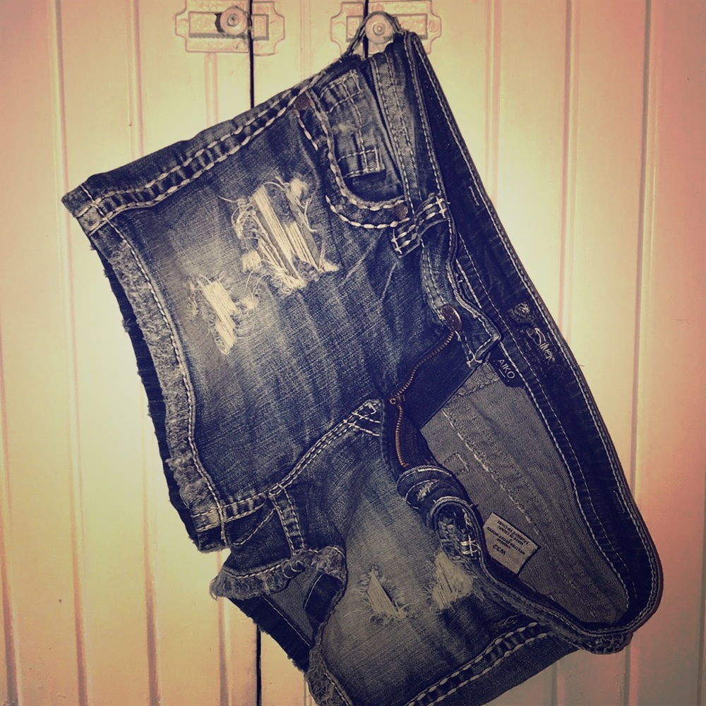 Silver jean shorts